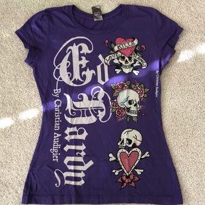 Ed Hardy Skull tee with Rhinestones. Size S